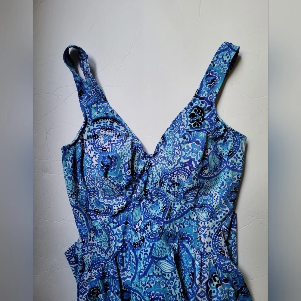 Artisan Ikat Empire Swim Dress One Piece